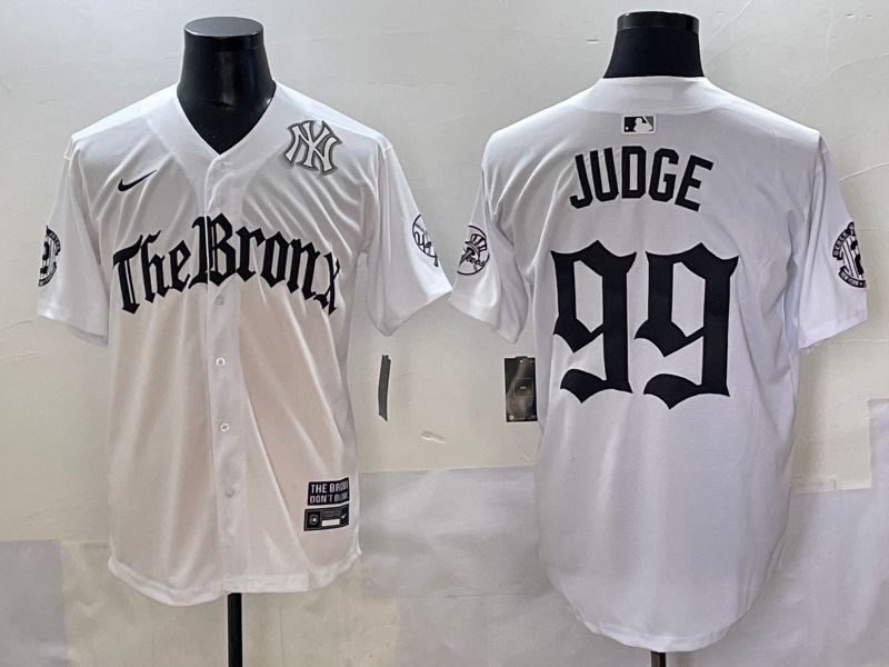 Men 2025 New York Yankees #99 Judge White Five generations Joint Name Nike MLB Jersey style 35